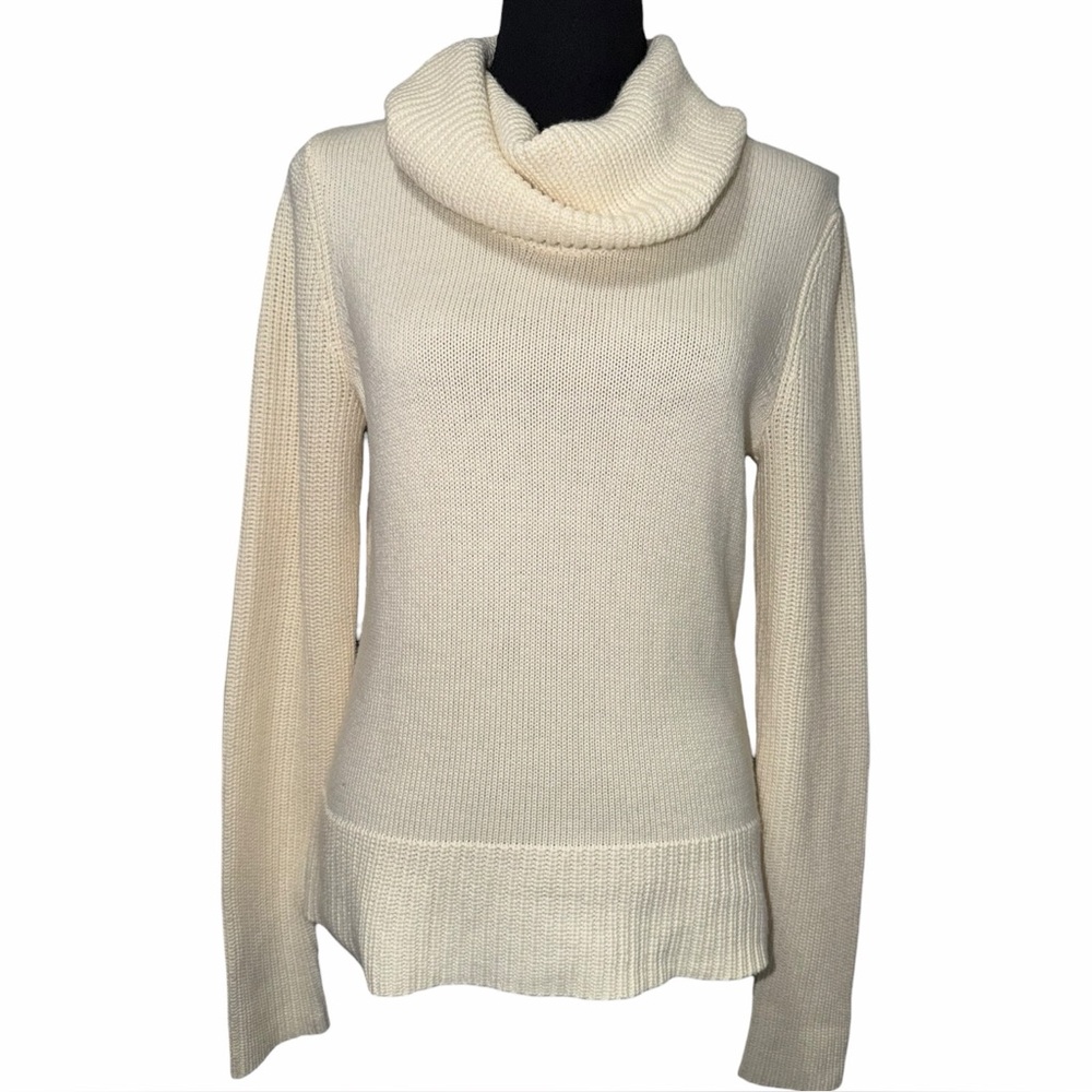 LAUREN RALPH LAUREN ☆ Wool Blend Cowl Neck Ribbed Knit Sweater